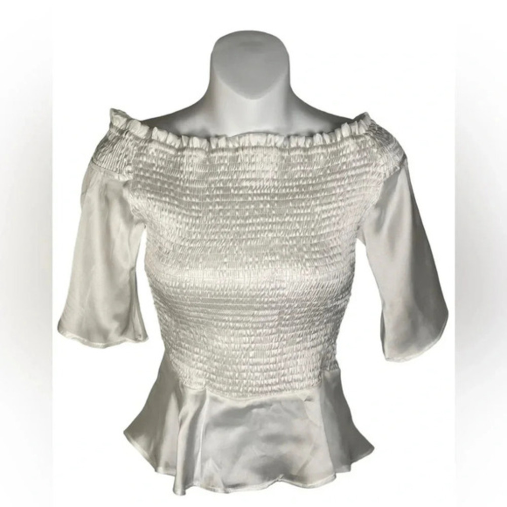 Top Secret Beautiful Silky White Blouse‎ NWT